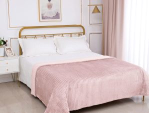 Κουβέρτα Fleece Μονή Fashion Κοτλέ Ροζ