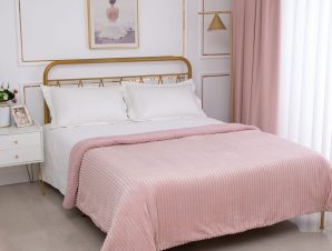 Κουβέρτα Fleece Υπέρδιπλη Με Γουνάκι Silk Fashion Κοτλέ Ροζ